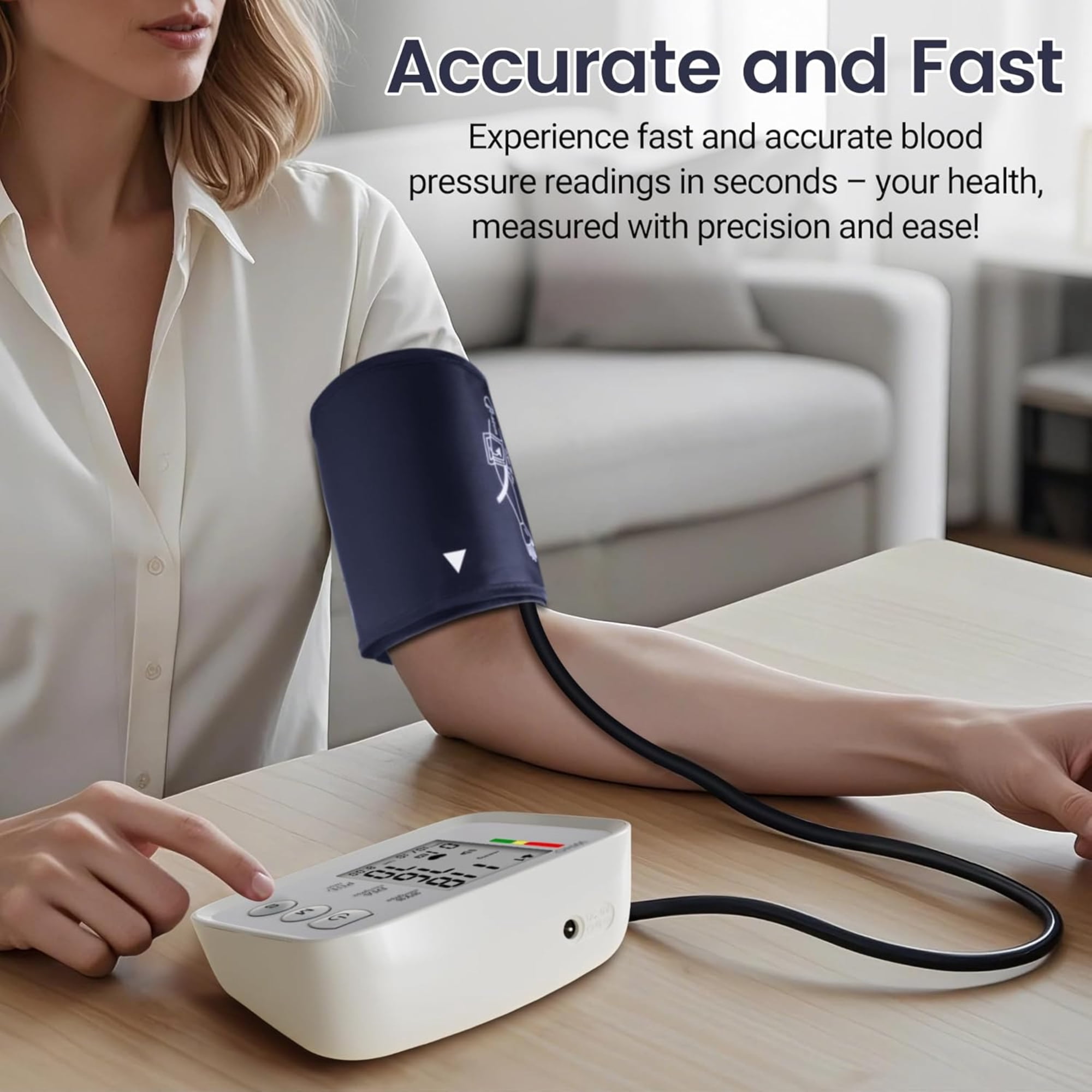 SUWU Blood Pressure Monitor Automatic Bp Monitors for Home Use – Large Screen, Adjustable Blood Pressure Cuff (8.7"-16.5"), 2x90 Memory, Dual Power Supply, Easy-to-Use and Travel Bp Machine
