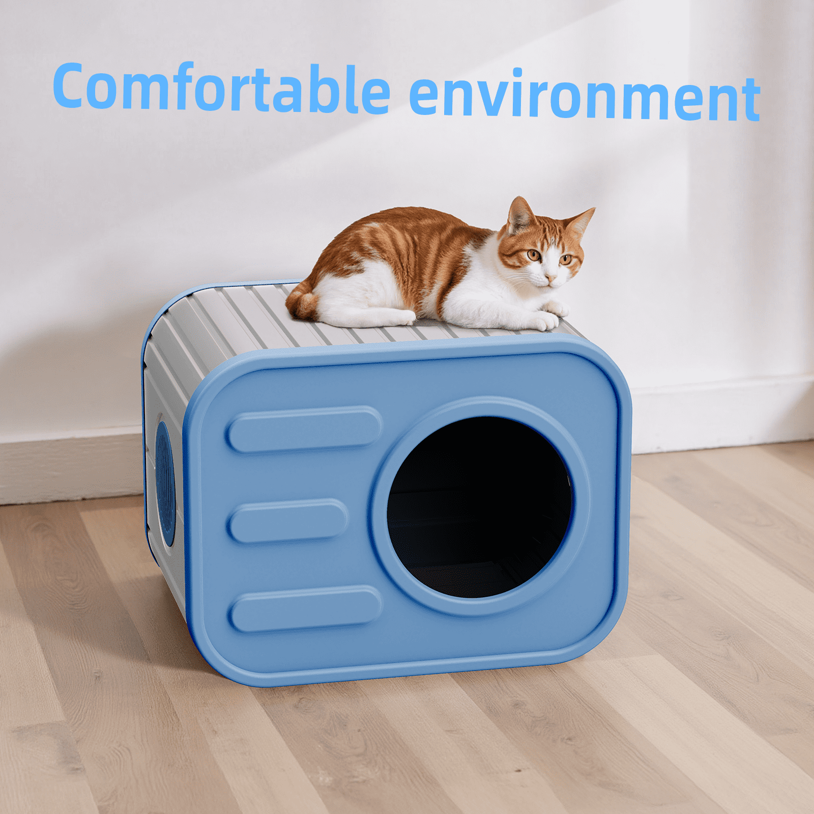 FICARTS Cat House for Indoor & Outdoor Cats - Resin Weatherproof Shelter with Camera - Shaped Design, Versatile for Home & Yard Use