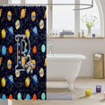 thumbnail image 3 of Manfei Cool Astronaut Letter P Shower Curtain 72Wx78L,Celestial Cosmic Stars Bath Curtain,Dark Blue, 3 of 5