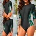 thumbnail image 4 of Women Long Sleeve Rash Guard Swimsuit Surfing Bathing Suit with Front Zippered Rash Guard Swimming Costume, 4 of 8