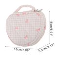 thumbnail image 2 of Unique Bargains Heart-shaped Bow & Checkered Pattern Makeup Bag for Travel Pink Polyester, 2 of 6