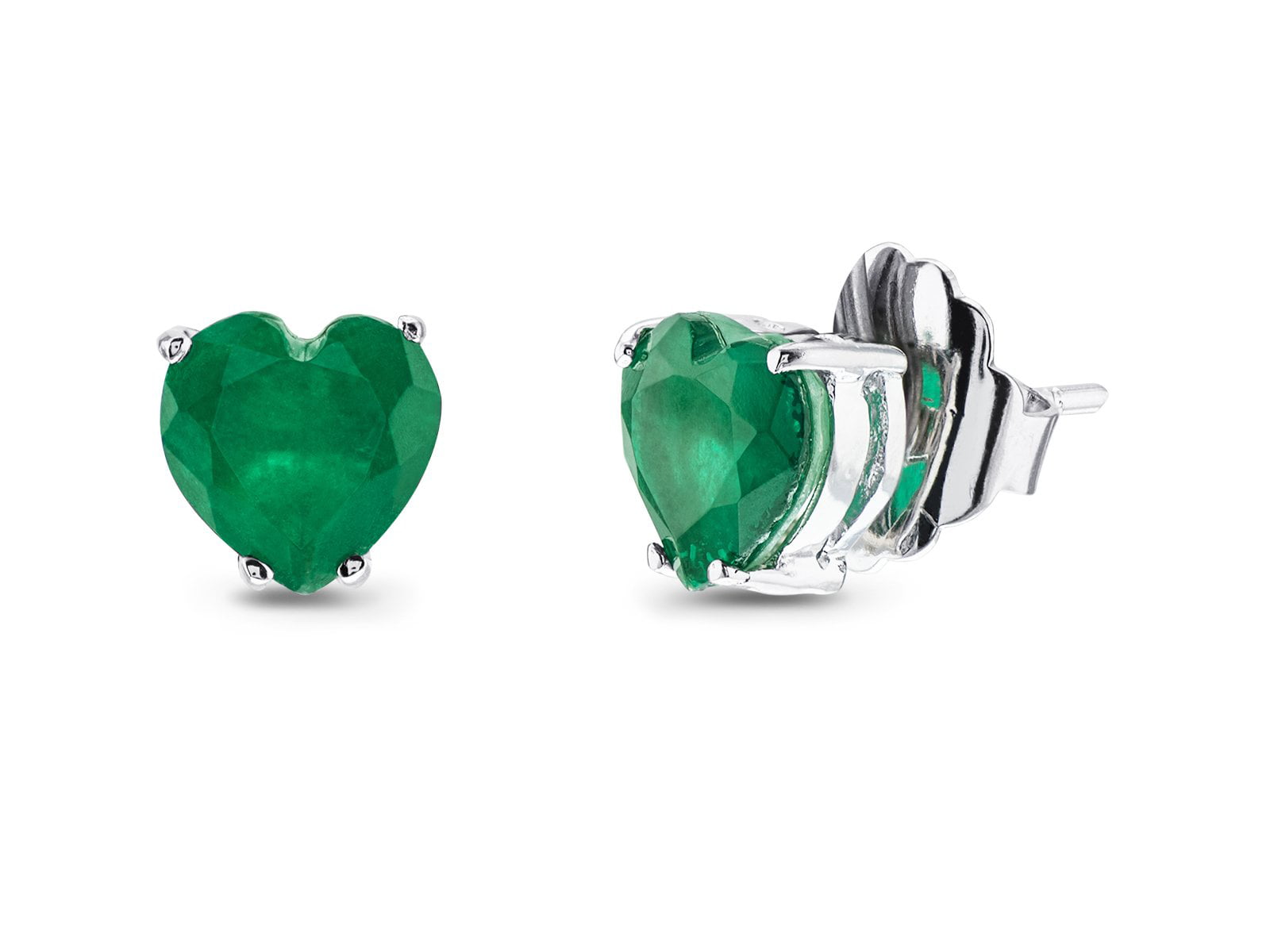 FRONAY Luxury Simulated Lab Emerald Heart Stud Earrings for Women ...