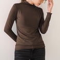 thumbnail image 6 of Brown Women's Long Sleeve T-shirt, Women'S Casual Solid Long Sleeve Fitted Turtleneck Sweater Top,Women's Long sleeve T-shirt L, 6 of 8