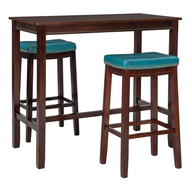 Bowery Hill Modern / Contemporary Wood Three Piece Bar Dining Set in Blue