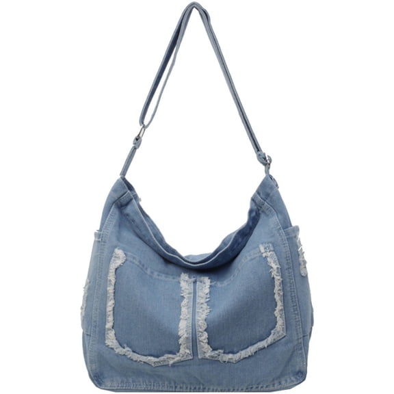 Denim Crossbody Bags Vintage Denim Shoulder Bag Purse Jean Top Handle Handbags with Strap Adjustable Underarm Bag Messenger Bag For Women