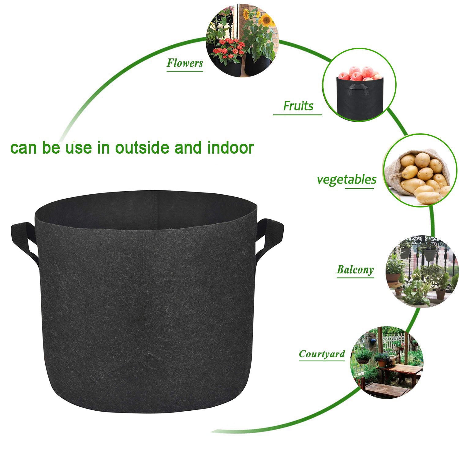Momoco Plant Grow Bags 3 Pack 7Gallon Gardening Plant Containers Bags,Breathable Nonwovens Fabric Plant Pots with Handles,Grow Bags for Plants//Garden Planter Bags//Potato Grow Bags