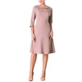 thumbnail image 2 of Hobemty Women's Peter Pan Collar Dress 3/4 Sleeve A Line Elegant Wear to Work Dresses 2XL Grey Pink, 2 of 5