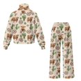thumbnail image 6 of Uorisanigo Highland Cow Cactus Women's 2 PCS Outfits Casual Mock Neck Sweatshirt and Wide Leg Pants Tracksuit Sets Oversized Drawstring Pullover Hoodies and Sports Pants Matching Set for Teen Girls, 6 of 8