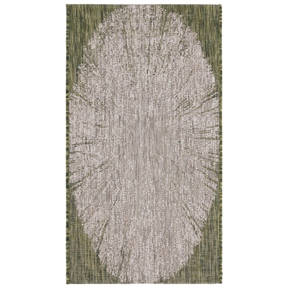 SAFAVIEH Courtyard Jaymz Radiant Indoor/Outdoor Area Rug, Beige/Dark Green, 2'7" x 5'