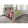 thumbnail image 1 of Christmas Bedspread Set, Nordic Deer Noel Yuletide Tree Snowflakes Christmas Season Composition, Decorative Quilted Coverlet Set with Pillow Shams Included, Green Vermilion White, by Ambesonne, 1 of 4