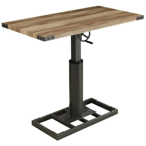 Bowery Hill Modern Metal Adjustable Standing Desk with USB in Sand Black