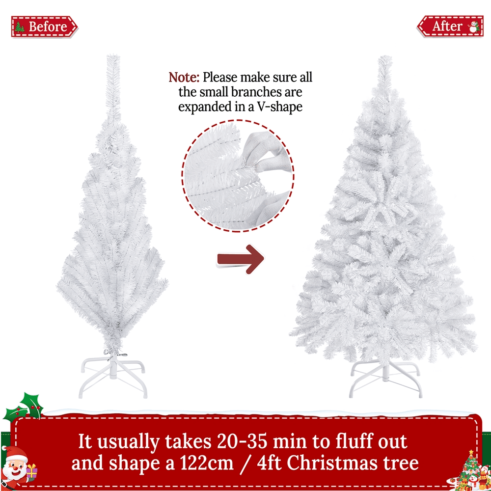 Alden Design 4ft Pre-lit Artificial Christmas Tree with 70 Incandescent Lights, White
