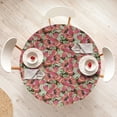thumbnail image 4 of Ambesonne Floral Fitted Round Tablecloth, Red Flowers Acrylic Print, 45"- 56" Diameter, Pastel Pink and Avocado Green, 4 of 5