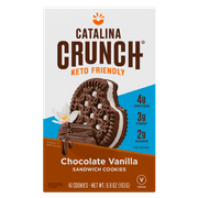 Catalina Crunch Chocolate Vanilla Keto Sandwich Cookies 6.8oz Box | Keto Snacks | Low Carb, Low Sugar | Vegan Cookies, Plant Based Protein Cookies | Keto Friendly Foods