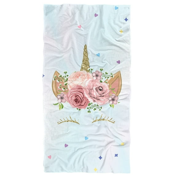 Unicorn Crown/ Features Beach Towel 30' X 60'
