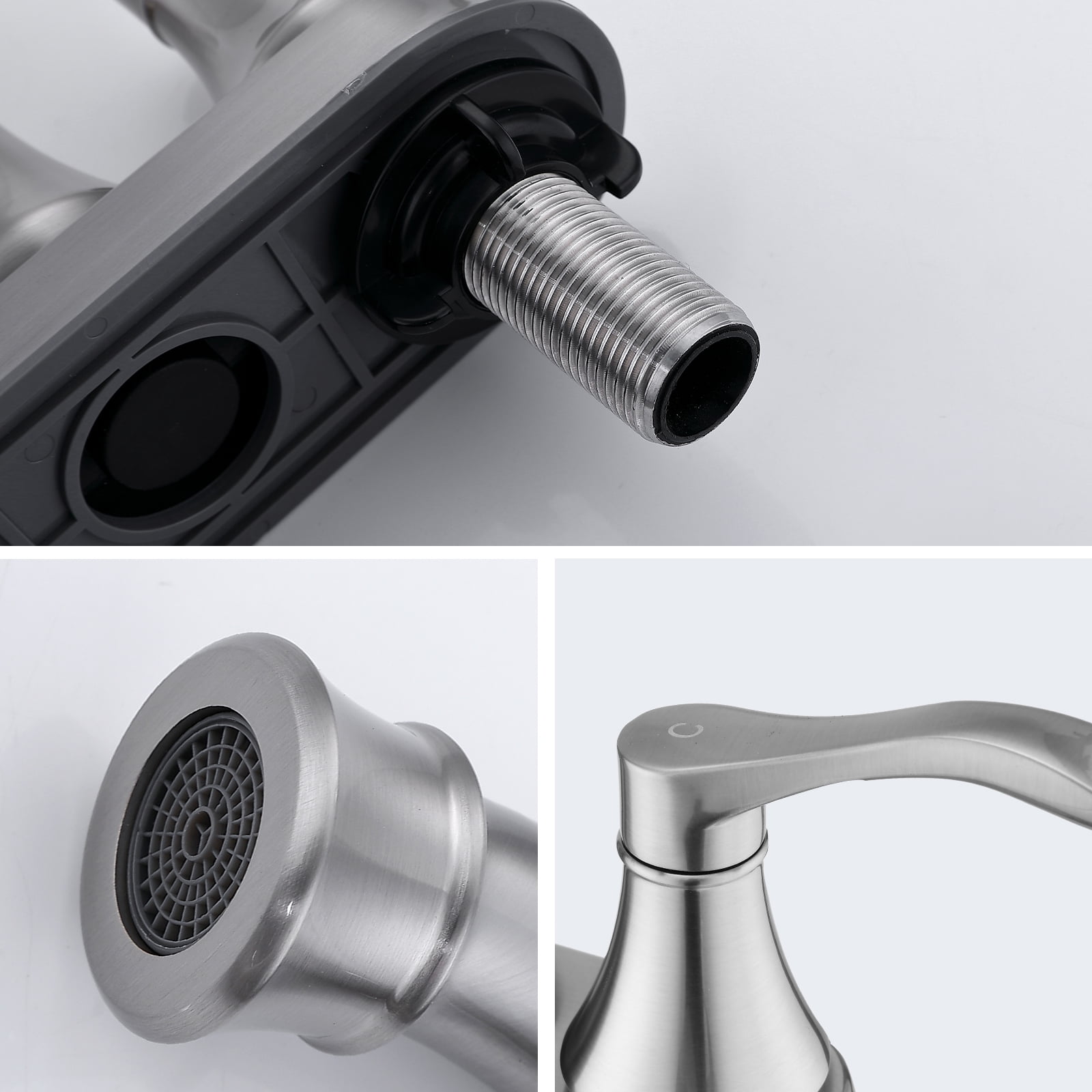 4 Inches Centerset Bathroom Faucet 360° Swivel Spout,With Pop Up Drain- Brushed Nickel,Brushed Nickel Zinc Bath Faucets Bathroom Sink Faucets