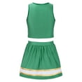 thumbnail image 2 of TiaoBug Kids Girls School Cheerleading Uniform Athletic Gymnastic Dancewear Sequins Printed Crop Top with Mini Skirt Sets Green 14, 2 of 7