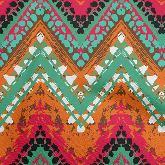 oneOone Cotton Poplin Orange Fabric Chevron Quilting Supplies Print Sewing Fabric By The Yard 42 Inch Wide