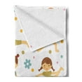 thumbnail image 2 of Yoga Soft Flannel Fleece Blanket, Cartoon Style Exercising Kids with Colorful Daisies Healthy Active Children Stretching, Cozy Plush for Indoor and Outdoor Use, 50" x 60", Multicolor, by Ambesonne, 2 of 5