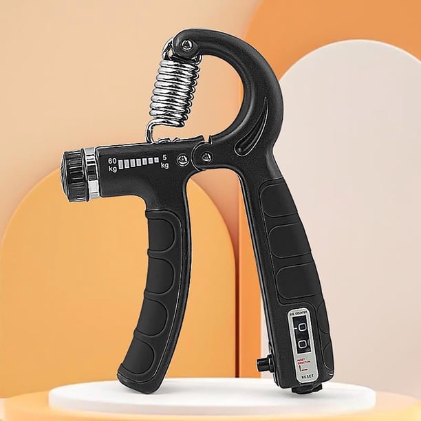 Fiudx Fortalecedor de Agarre de Dedos, Entrenador de Mano Ajustable de 5 a 60 Kg, Función de Conteo Inteligente, Equipo de Fitness Portátil, para Fortalecer Brazos, para Hombres y Mujeres, Diseño Cóm