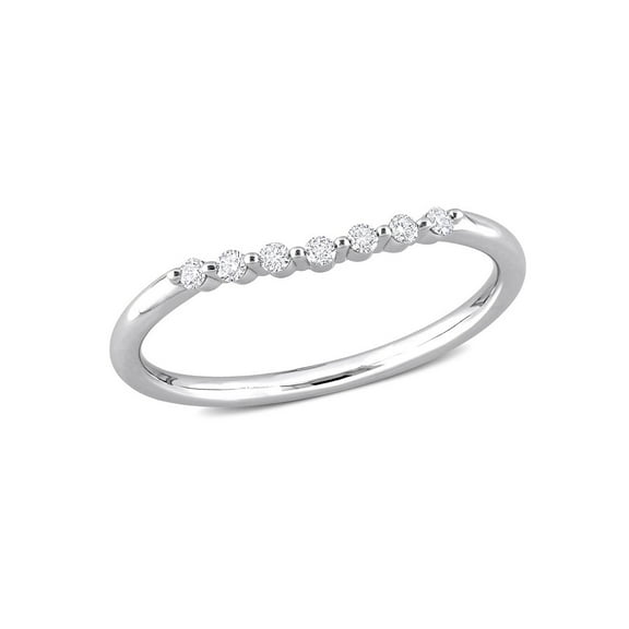 1/10 Carat (Ctw) Diamond Wedding Semi-Eternity Band Ring in 14k White Gold for Women
