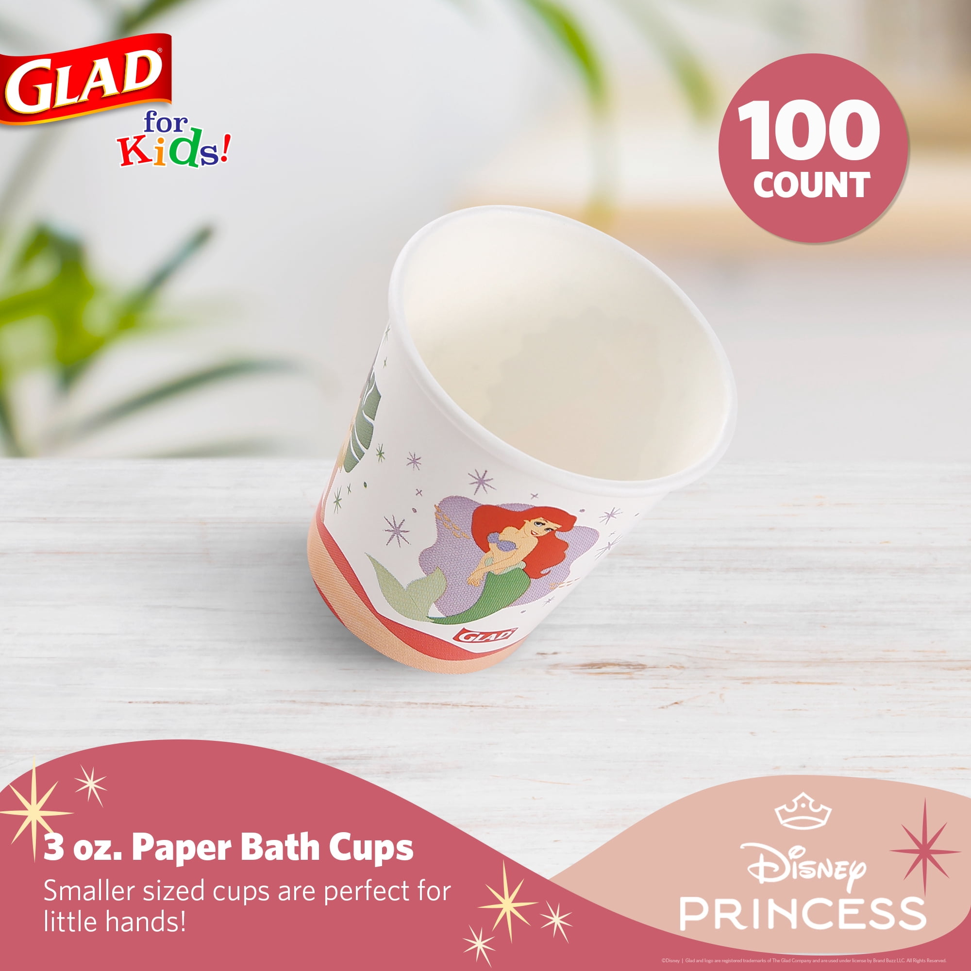 Glad For Kids Disney Princess 3oz Mini Bath Cups 100ct