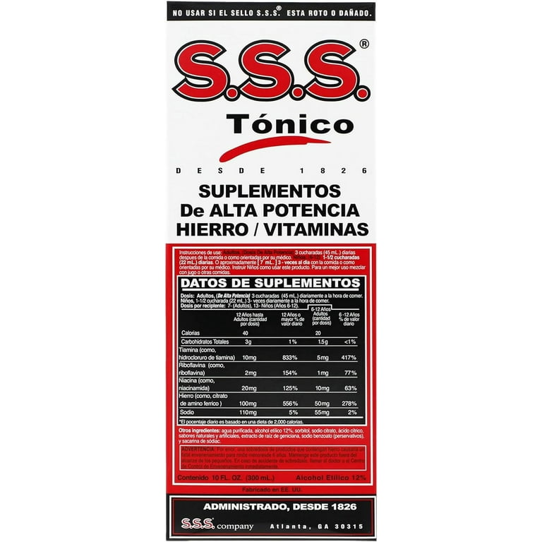 S.S.S. Tonic, Iron and Vitamin B Liquid Supplement, 10 fl oz, Bottle (Pack of 1)