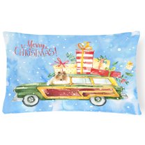 Carolines Treasures CK2418PW1216 Merry Christmas Collie Canvas Fabric Decorative Pillow  12H x16W multicolor