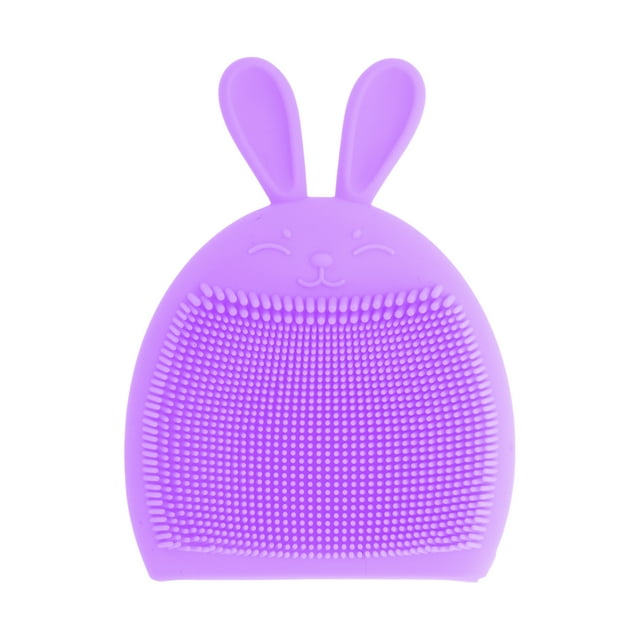 Cepillo de limpieza facial de silicona en forma de conejo 1 Pc 3.35"x2.56"x0.63" Morado