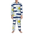 thumbnail image 3 of Lsque Daisy Striped Nautical Pattern Long Sleeve Pajama Set for Men - Soft 2-Piece Sleepwear and Loungewear Set with Pockets, Comfy Nightwear-Large, 3 of 7
