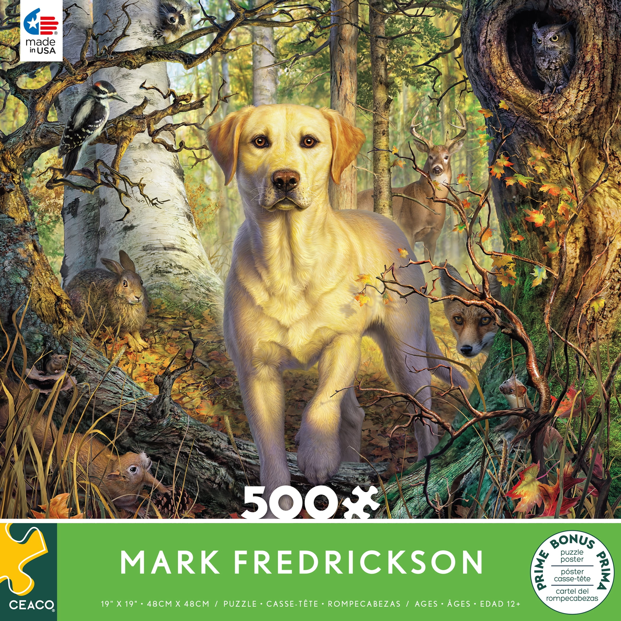 Ceaco Yellow Lab Lynnea Washburn 500 Piece Interlocking Jigsaw Puzzle