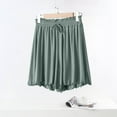 thumbnail image 4 of SwiftWear Women's Loose Fit Sleep Shorts Modal Blend Lounge Pants High Waist Comfy Sleepwear Ruffle Hem Casual Pajama Bottoms, Green, 4 of 7