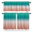 thumbnail image 2 of Kitchen Window Curtains Valance and Tier Set, Turquoise Orange Gradient Rod Pocket Tier Curtain Valance Set, Modern Minimalist Art Light Filtering Cafe Curtains for Bedroom Living Room, 2 of 9