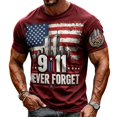 thumbnail image 5 of Xneal 911 25th Anniversary T-Shirt Print Casual Never Forget 911 Short Sleeve Red Shirts for Men Size 2XL, 5 of 5