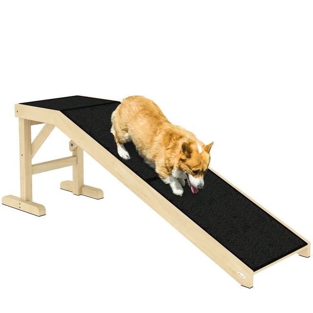 PawHut Marches de Lit pour Animaux de Compagnie Chiens Chats, Bois Naturel