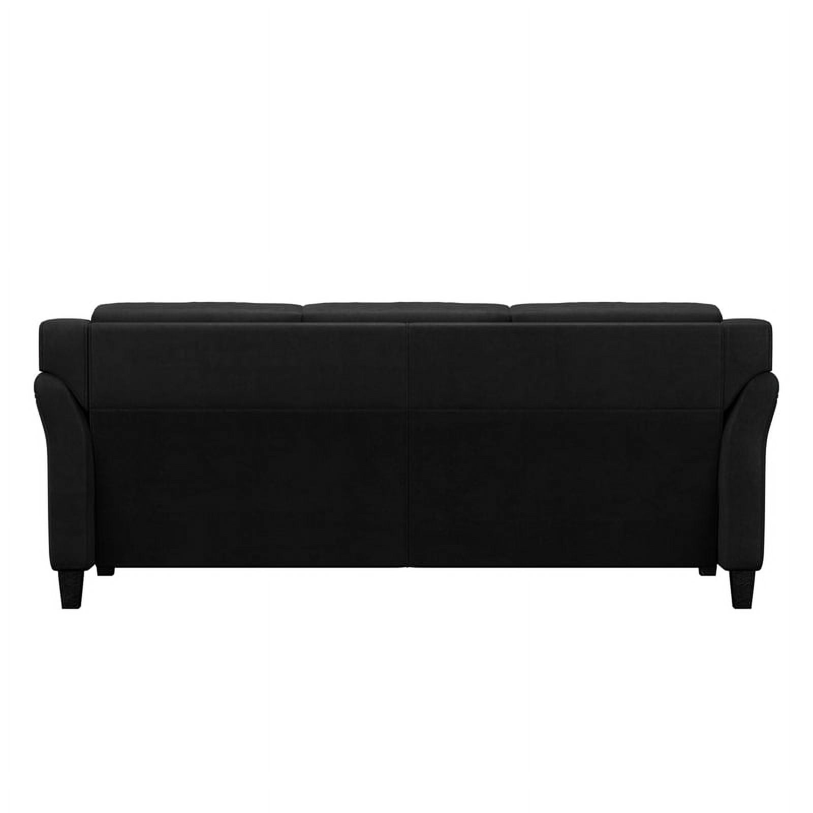 LifeStyle Solutions Hartford Tufted Quality Curved Microfiber Sofa in Black Walmart