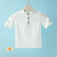 thumbnail image 3 of Hiijoy Toddler Boys Henley T-Shirt Short Sleeve Versatile T Shirt, Sizes 4-5Y, 3 of 6