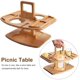 thumbnail image 4 of Mesa de picnic portátil, mesas de picnic de madera para vino al aire libre, bandeja para bocadillos y quesos con soporte para 2 copas de vino, mesa de bar de playa al aire libre con soporte, 4 of 8