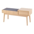 thumbnail image 3 of Miekor Furniture Telephone Contemporary Bench in Natural Wood and Grey Fabric with Pull-Out Drawer No.2508, 3 of 5