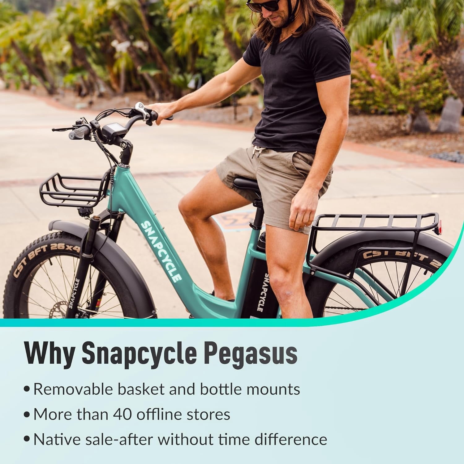 Snapcycle Pegausus Electric Bike for Adults, 750W Peak Motor, 28MPH with 26" x 4.0 Fat Tire Step-Thru Ebike, 48V 15AH Removable Battery, Gray
