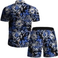 thumbnail image 4 of Summer Savings Clearance! Edvintorg Summer Men's Hawaiian Suit Short Sleeve Printed Button Shirt Beach Shorts Sets Street Casual Men's Suit 2 Pieces Men Clothing, 4 of 7