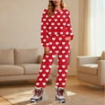 thumbnail image 3 of Perfectbot Women's Fuzzy Fleece Pajama Set - 2 Piece Soft Warm Long Sleeve Heart Print Loungewear, 3 of 5