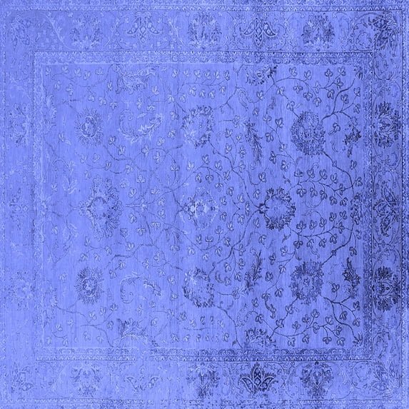 Ahgly Company Machine Washable Indoor Square Oriental Blue Industrial Area Rugs, 3' Square