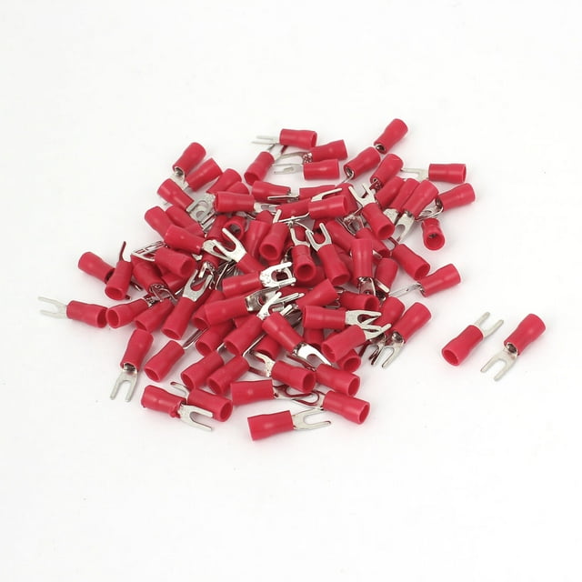95PCS Terminales de horquilla aislados rojos para cables AWG16-14 SV2-3