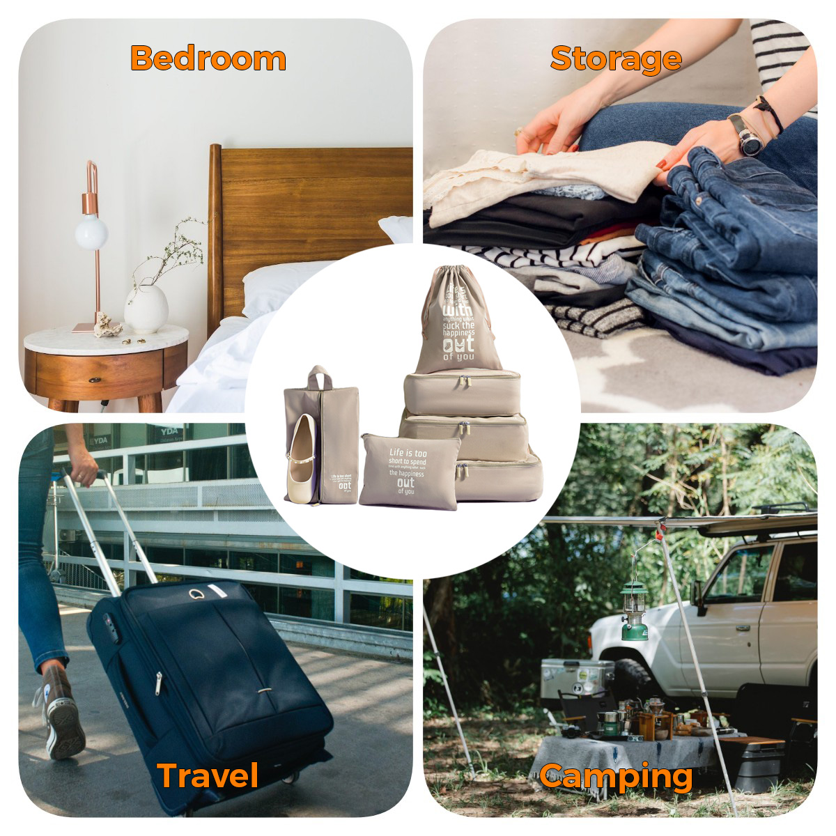 AUXDIQ 6 PCS Packing Cubes for Suitcase Travel Luggage Organizer Bags Set Packing Organizers Compression Suitcase Bag Travel Essential Bag