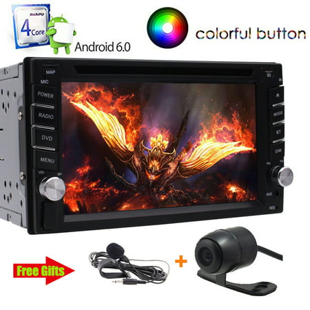 Android 6.0 Car Stereo Auroradio -EinCar 6.2 Inch Double 2 Din GPS Navigation Car DVD Player with Colorful Button Support GPS Sat Navi WIFI 4G DVR Phone Mirroring Steering Wheel Control +Rear