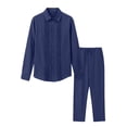 thumbnail image 5 of Zenithor Men's 2 Piece Linen Set Long Sleeve Button Down Shirts and Drawstring Straight Pants Casual Beach Vacation Outfits S-3XL, 5 of 8