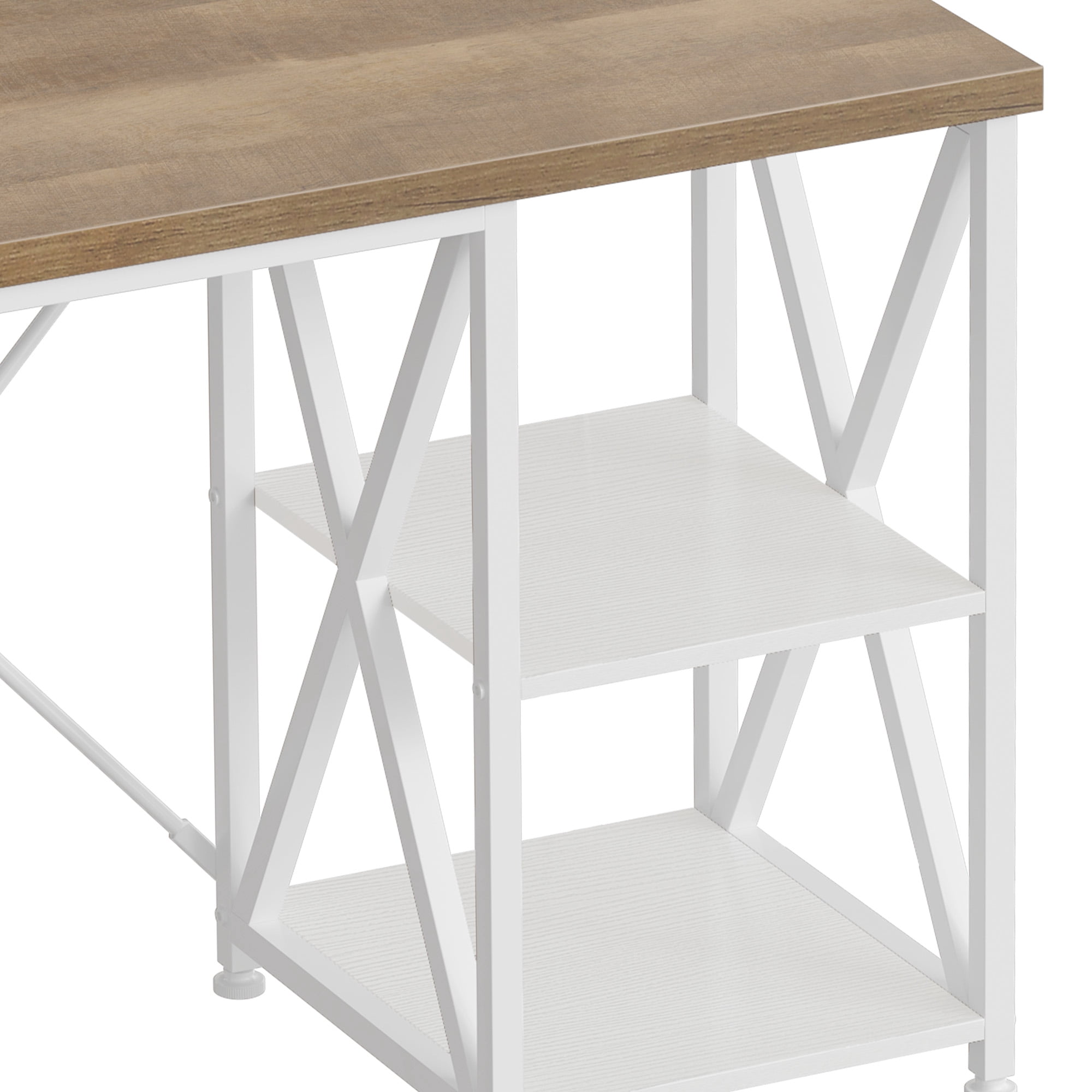 Uforic Kitchen Bakers Rack with Power Outlets & Wall Mount Storage Shelves, White