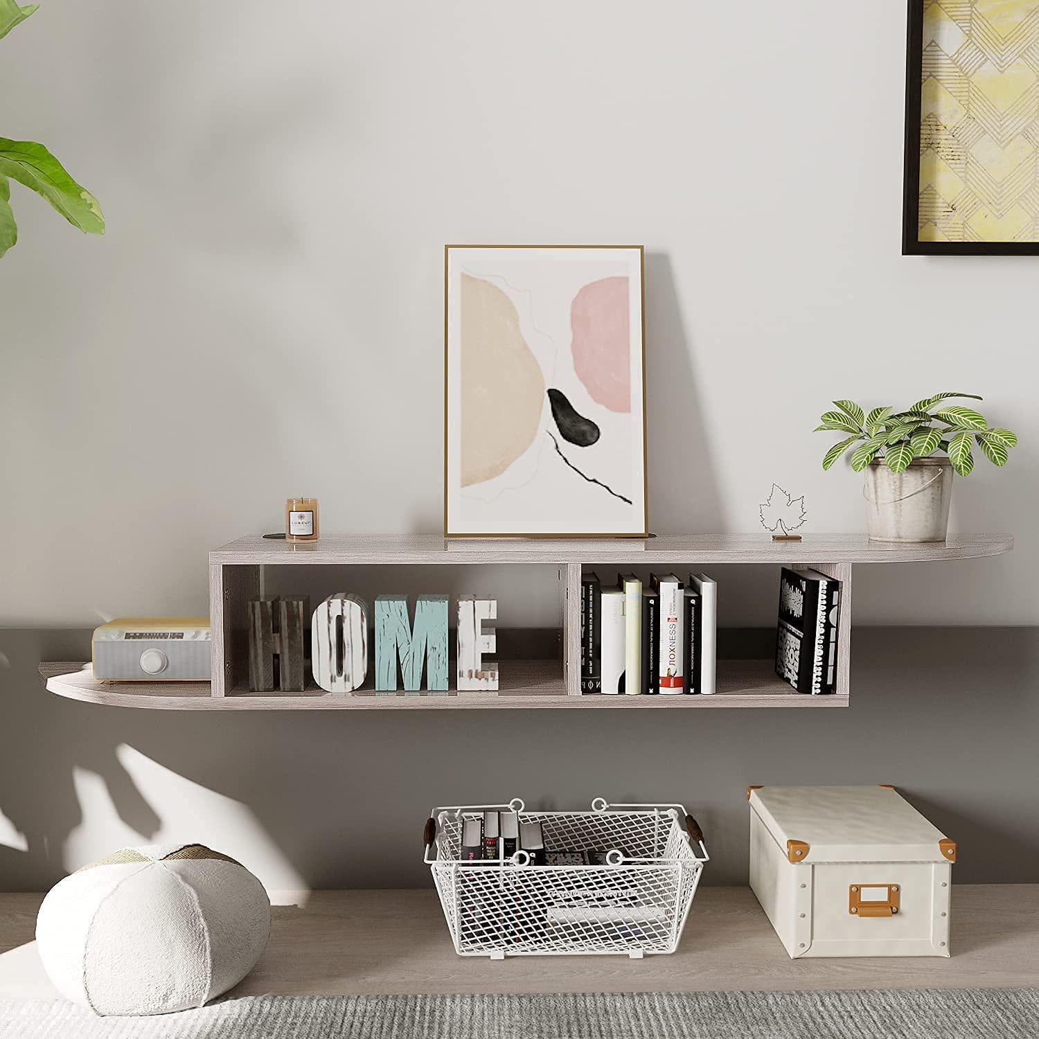 Floating TV Stand, White Floating TV shelf, Wall Mounted Media Console