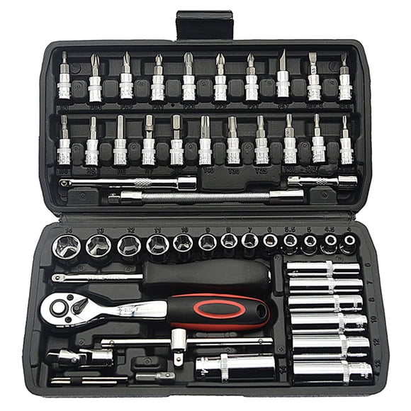 Socket Wrench Set TILIBOTE 53PCS 1/4 Ratcheting w/ Extens.